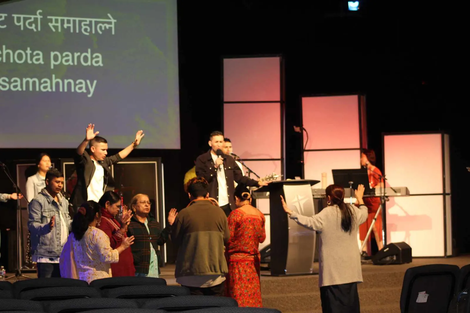 The congregation during Sunday worship